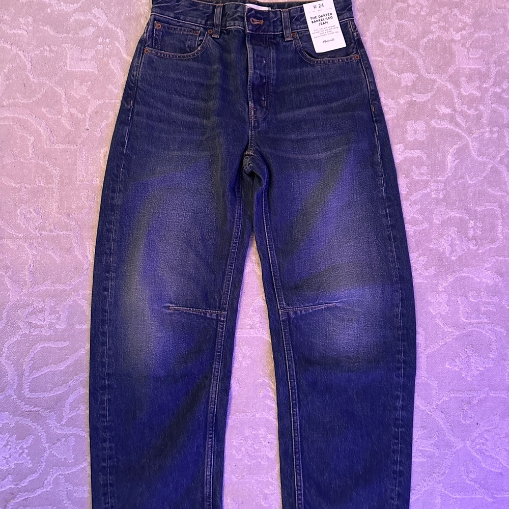 Madewell The Darted Barrel-leg jeans in washed dark blue